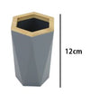 Bicchiere Porta Spazzolini A Cilindro Esagonale Geometrico Grigio Legno Da Bagno 10847