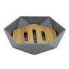 Piattino Porta Sapone Saponetta Forma Esagonale Geometrico Grigio Legno Da Bagno 10848
