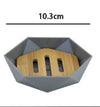 Piattino Porta Sapone Saponetta Forma Esagonale Geometrico Grigio Legno Da Bagno 10848
