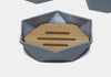 Piattino Porta Sapone Saponetta Forma Esagonale Geometrico Grigio Legno Da Bagno 10848