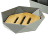 Piattino Porta Sapone Saponetta Forma Esagonale Geometrico Grigio Legno Da Bagno 10848