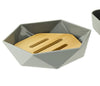 Piattino Porta Sapone Saponetta Forma Esagonale Geometrico Grigio Legno Da Bagno 10848