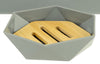 Piattino Porta Sapone Saponetta Forma Esagonale Geometrico Grigio Legno Da Bagno 10848