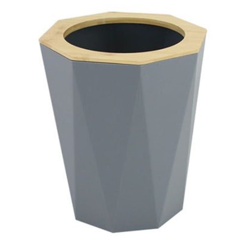 Pattumiera Cestino Spazzatura A Cilindro Esagonale Geometrico Grigio Legno Da Bagno 10850