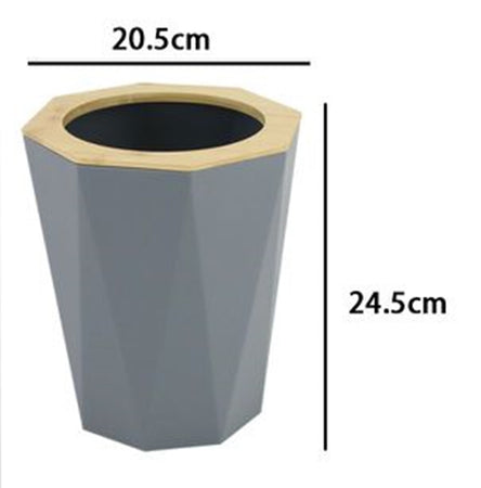 Pattumiera Cestino Spazzatura A Cilindro Esagonale Geometrico Grigio Legno Da Bagno 10850