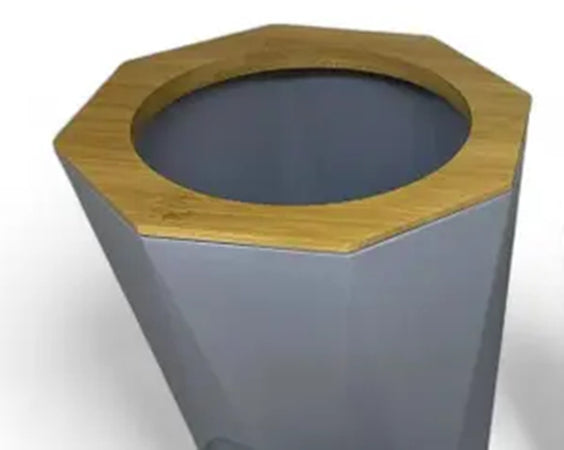 Pattumiera Cestino Spazzatura A Cilindro Esagonale Geometrico Grigio Legno Da Bagno 10850