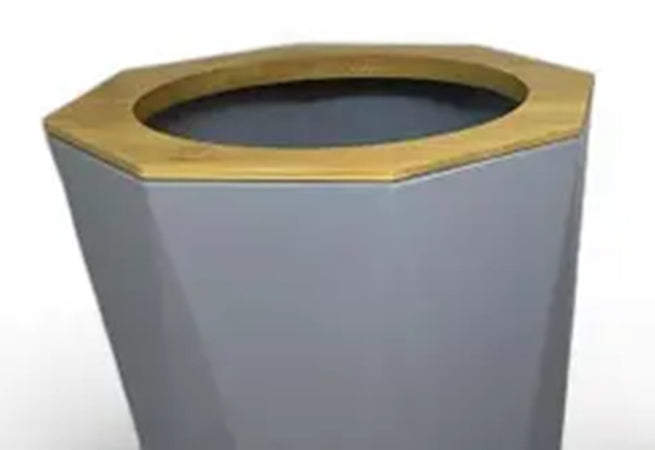 Pattumiera Cestino Spazzatura A Cilindro Esagonale Geometrico Grigio Legno Da Bagno 10850