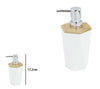 Dispenser Sapone Liquido A Cilindro Esagonale Geometrico Bianco Legno Da Bagno 10836
