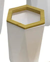 Bicchiere Porta Spazzolini A Cilindro Esagonale Geometrico Bianco Legno Da Bagno 10837