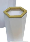 Bicchiere Porta Spazzolini A Cilindro Esagonale Geometrico Bianco Legno Da Bagno 10837