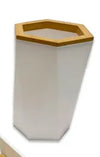 Bicchiere Porta Spazzolini A Cilindro Esagonale Geometrico Bianco Legno Da Bagno 10837