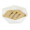 Piattino Porta Sapone Saponetta Forma Esagonale Geometrico Bianco Legno Da Bagno 10838