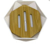 Piattino Porta Sapone Saponetta Forma Esagonale Geometrico Bianco Legno Da Bagno 10838