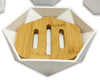 Piattino Porta Sapone Saponetta Forma Esagonale Geometrico Bianco Legno Da Bagno 10838