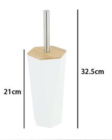 Porta Scopino Esagonale Geometrico Bianco Legno Con Scopettino Spazzolone Wc Bagno 10839
