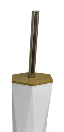 Porta Scopino Esagonale Geometrico Bianco Legno Con Scopettino Spazzolone Wc Bagno 10839