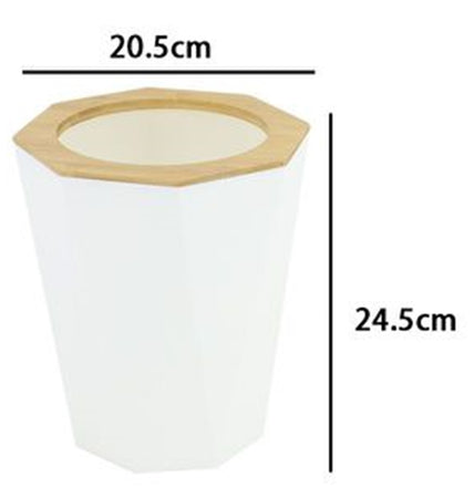 Pattumiera Cestino Spazzatura A Cilindro Esagonale Geometrico Bianco Legno Da Bagno 10840