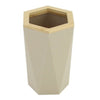 Bicchiere Porta Spazzolini A Cilindro Esagonale Geometrico Beige Legno Da Bagno 10842