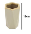 Bicchiere Porta Spazzolini A Cilindro Esagonale Geometrico Beige Legno Da Bagno 10842