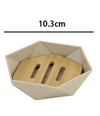 Piattino Porta Sapone Saponetta Forma Esagonale Geometrico Beige Legno Da Bagno 10843