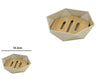 Piattino Porta Sapone Saponetta Forma Esagonale Geometrico Beige Legno Da Bagno 10843