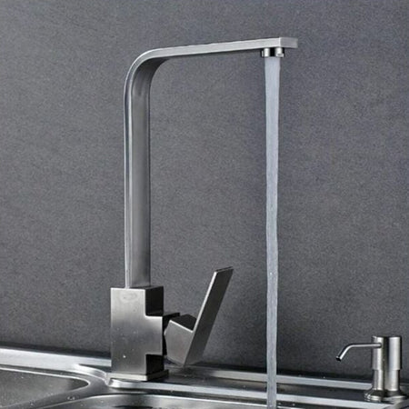 Rubinetto Miscelatore In Acciaio Inox Satinato Canna Alta Lavello Per Cucina 52690