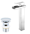 Rubinetto Miscelatore Per Lavabo Bagno A Cascata Con Piletta Acciaio Cromato 87397