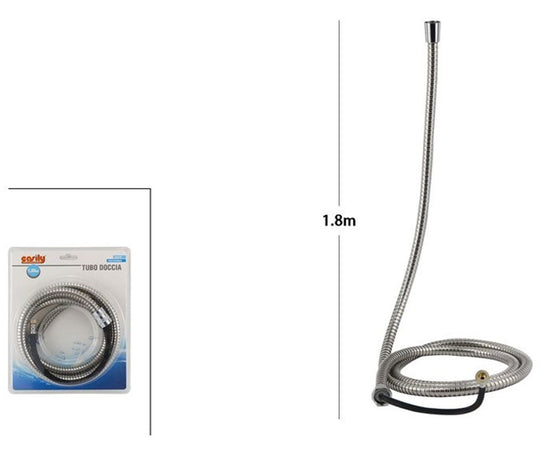 Tubo Flessibile Doccia Acciaio Con Sistema Sicurezza Antiscoppio 1.8 Mt Bagno 69223