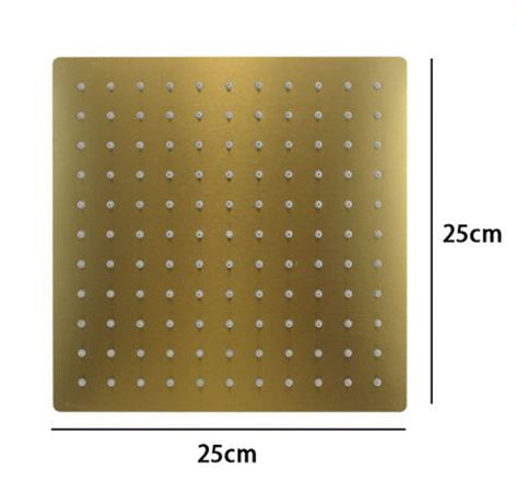 Soffione Doccia Ultra Slim Quadrato 25x25cm Oro Satinato Attacco Universale ½ Bagno 87882