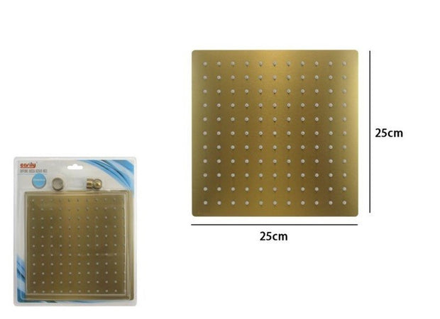 Soffione Doccia Ultra Slim Quadrato 25x25cm Oro Satinato Attacco Universale ½ Bagno 87882