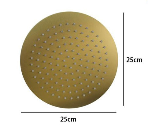 Soffione Doccia Ultra Slim Rotondo ø25cm Oro Satinato Attacco Universale ½ Bagno 87884