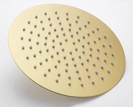 Soffione Doccia Ultra Slim Rotondo ø25cm Oro Satinato Attacco Universale ½ Bagno 87884