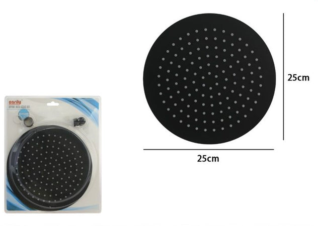 Soffione Doccia Ultra Slim Rotondo ø25cm Nero Attacco Universale ½ Bagno Miscelatore 87885