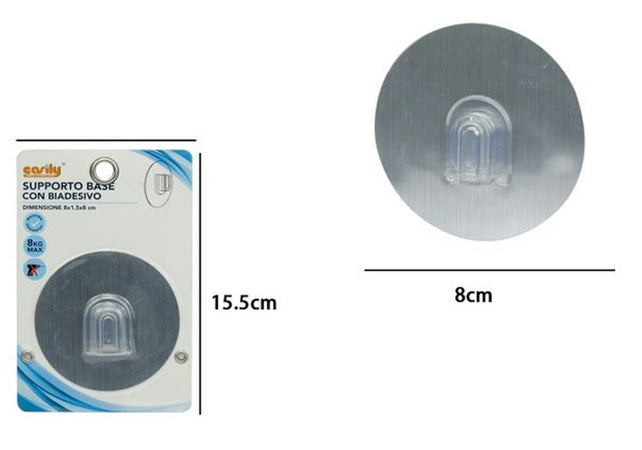 Supporto Base Con Biadesivo Rotondo Ricambio Per Ventosa 8x1.5x8cm Bagno Cucina 79831