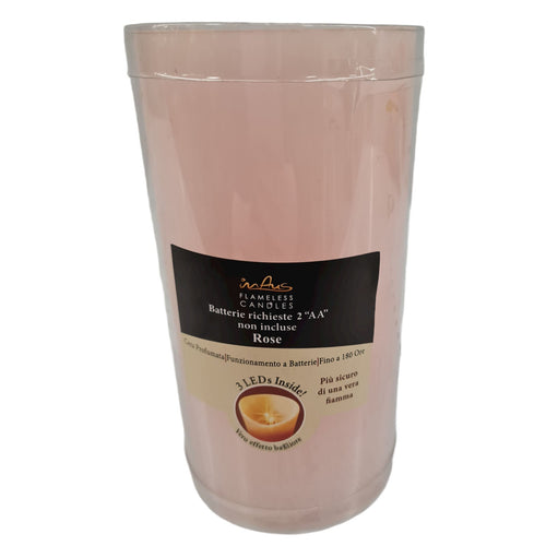 Candela in cera colorata con luce a led effetto realistico h 15 cm