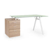 Scrivania Charlie ad angolo, con cassettiera, piano in vetro, da 150.5 x 80 x 75h cm