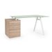 Scrivania Charlie ad angolo, con cassettiera, piano in vetro, da 150.5 x 80 x 75h cm