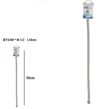 Tubo Flessibile Flessibili Per Rubinetto Miscelatore Acqua øf3/8 X M1/2 Lungo 50 Cm 87479