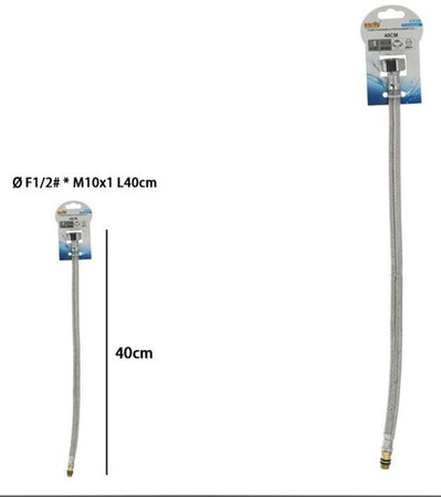 Tubo Flessibile Flessibili Per Rubinetto Miscelatore Acqua øf1/2 X M10/1 Lungo 40cm 87969