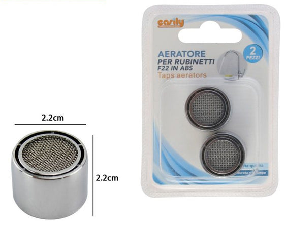 Set 2 Pz Aeratore Per Rubinetti F22 In Abs Filtro Femmina Rompigetto Bagno Cucina 52228