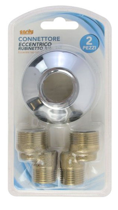 Kit 2pz Connettore Eccentrico Per Rubinetto 3/4 Raccordo Rosetta 65mm Accessorio 52363