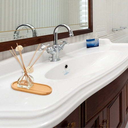 Vassoio Multiuso In Bambù Decorativo Organizer Ovale Per Bagno Cucina 26.5x9cm 10852