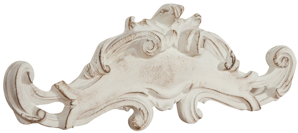 Biscottini Sopraporta in legno finitura bianco anticato L57xPR6xH20 cm Made in Italy