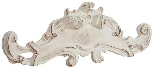 Biscottini Sopraporta in legno finitura bianco anticato L57xPR6xH20 cm Made in Italy