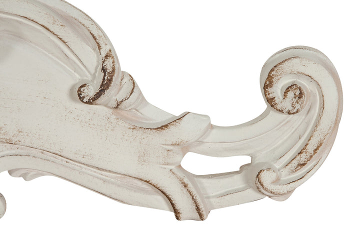 Biscottini Sopraporta in legno finitura bianco anticato L57xPR6xH20 cm Made in Italy