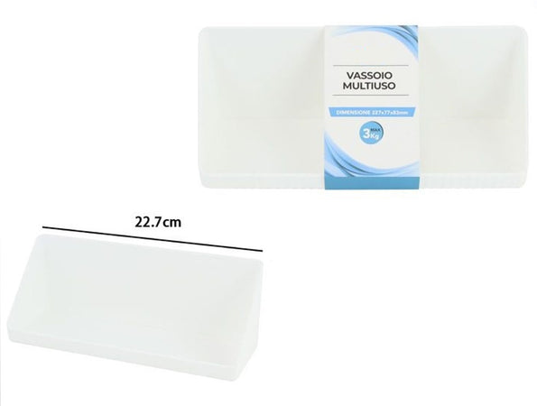 Vassoio Multiuso Armadietto Organizzatore Accessori Bagno Trucco Bianco 227x77x83mm 10854