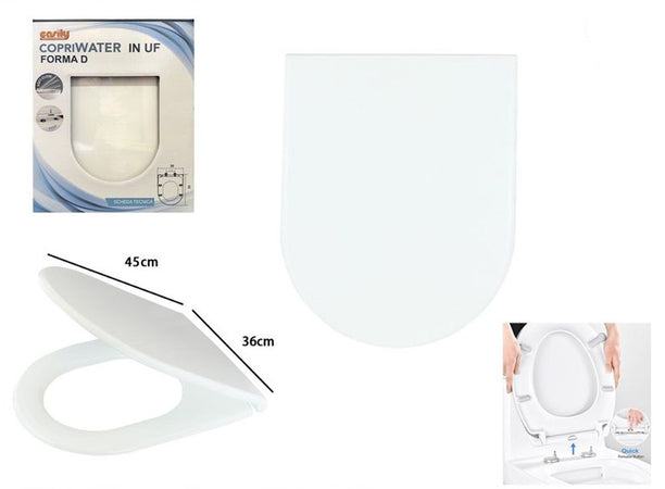 Copriwater Uf Universale Sedile Wc Bianco Water Bagno Forma D Chiusura Ammortizzata 87645