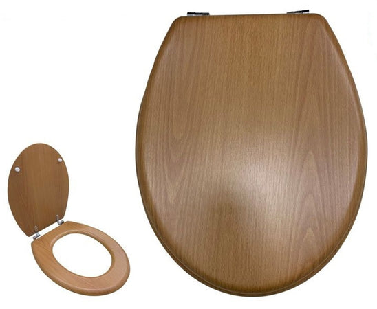Copriwater Universale Sedile Copri Wc Water Per Bagno In Legno 18" Con Cerniere 52952a
