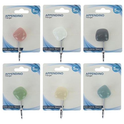 Gancio Appendino Adesivo Appendiabiti Parete Casa Cucina Bagno Tondegginte Colorato 10803