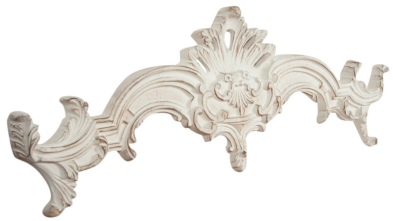 Biscottini Sopraporta in legno finitura bianco anticato L97xPR8xH34 cm Made in Italy